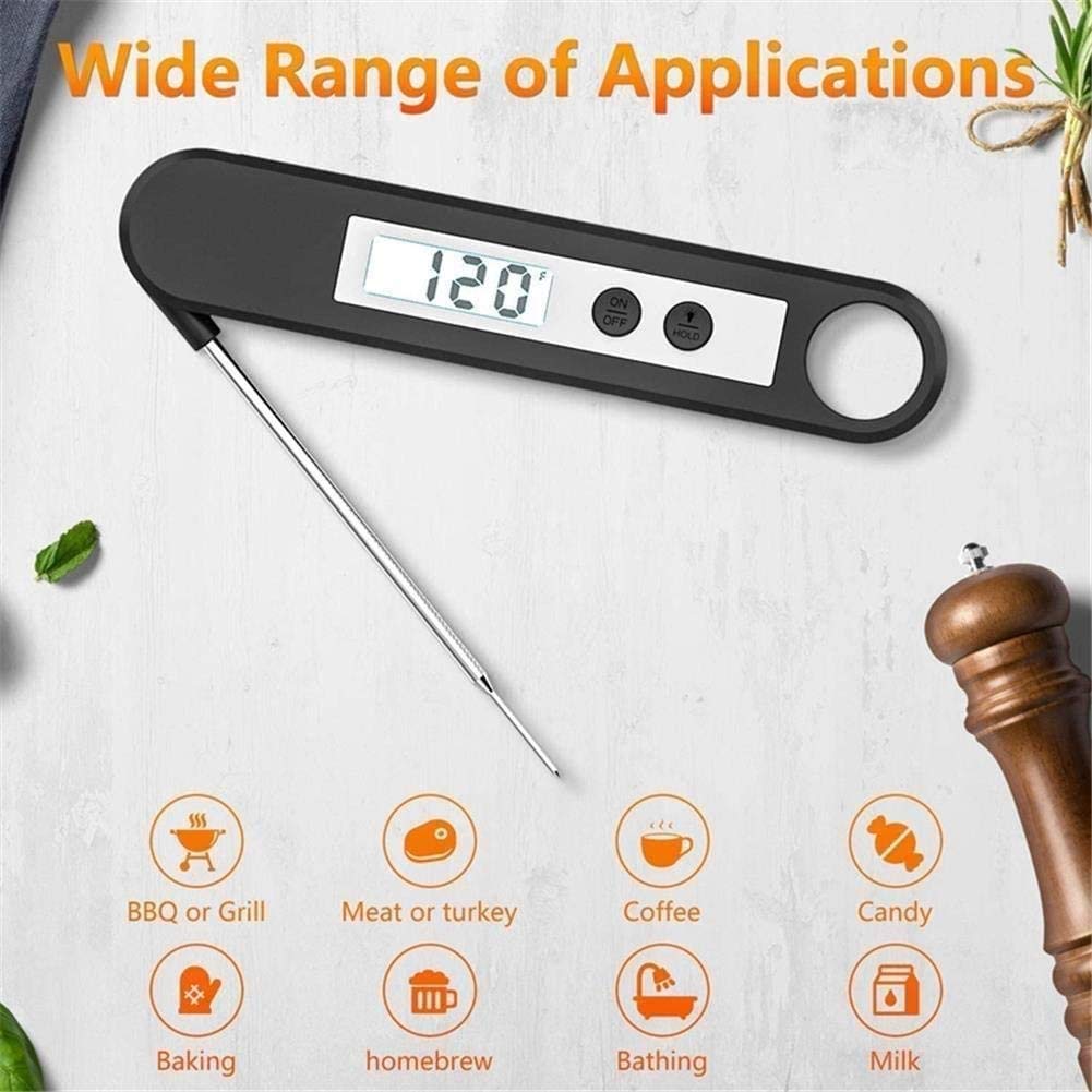 2S Lea instantánea Termómetro de carne - Termómetro ultra rápido impermeable con retroiluminación y calibración, termómetro de alimentos digitales para cocina, cocina exterior, barbacoa y parril