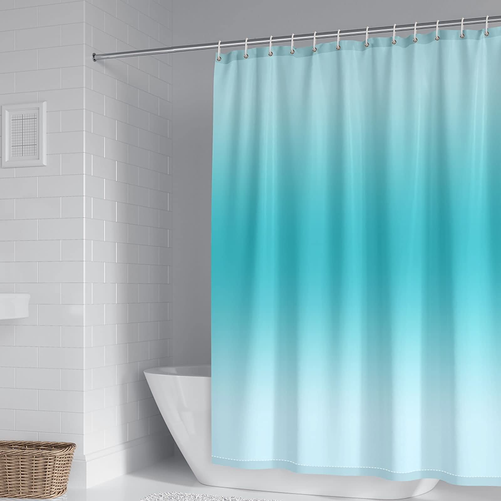 Cortina de ducha de tela azul, 72 x 72 pulgadas, color degradado, cortinas de ducha de poliéster azul, 180 x 180 cm, decoración de ducha