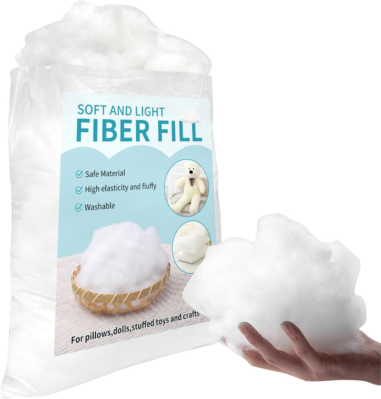 Daylendar Polyester Fiberfill Stuffing 2000g/70.5oz - Ultra-Soft & Fluffy Premium Polyfill Stuffing for Stuffed Animals,Crochet Stuffing, DIY Crafts - High Resilience Recyclable