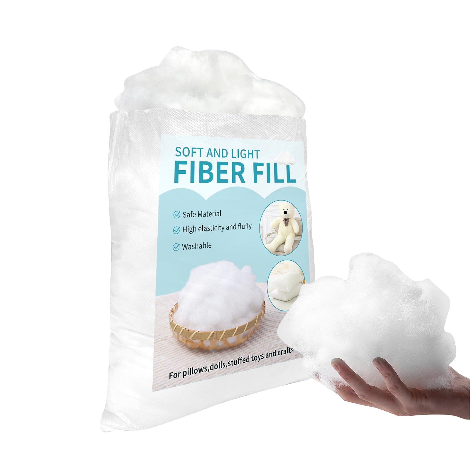 Daylendar Rembourrage en fibre de polyester 300 g – Garnissage en fibre de qualité supérieure ultra douce et moelleuse pour animaux en peluche, rembourrage d'oreiller en coton, travaux manuels – Haute