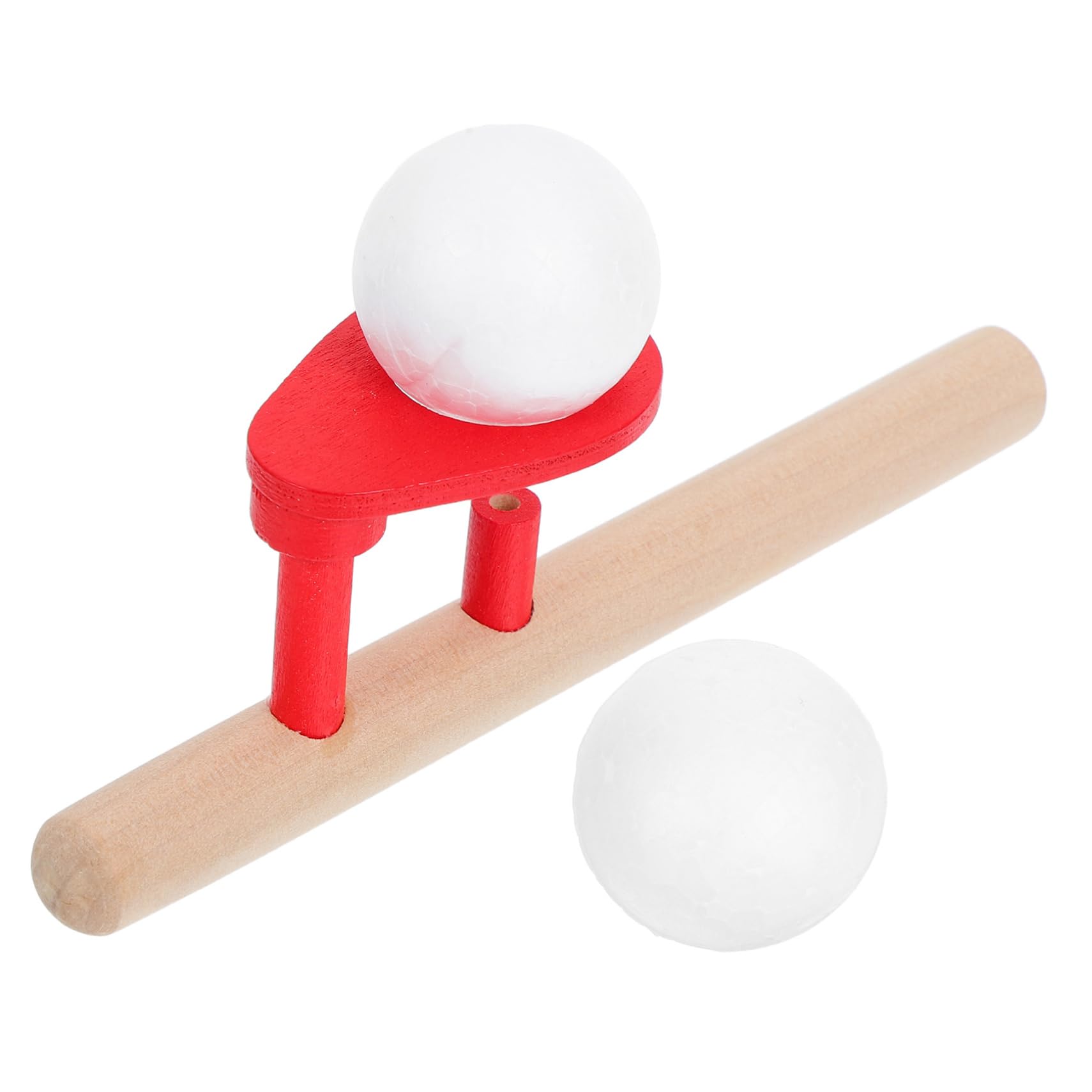 STOBOK Wooden Floating Blow Pipe and Balls Balance Game Fun Stress Reliever Toy for Kids and Adults, Improves Motor Skills and Hand-Eye Coordination, 6.22 X 2.16 X 1.57 Inches