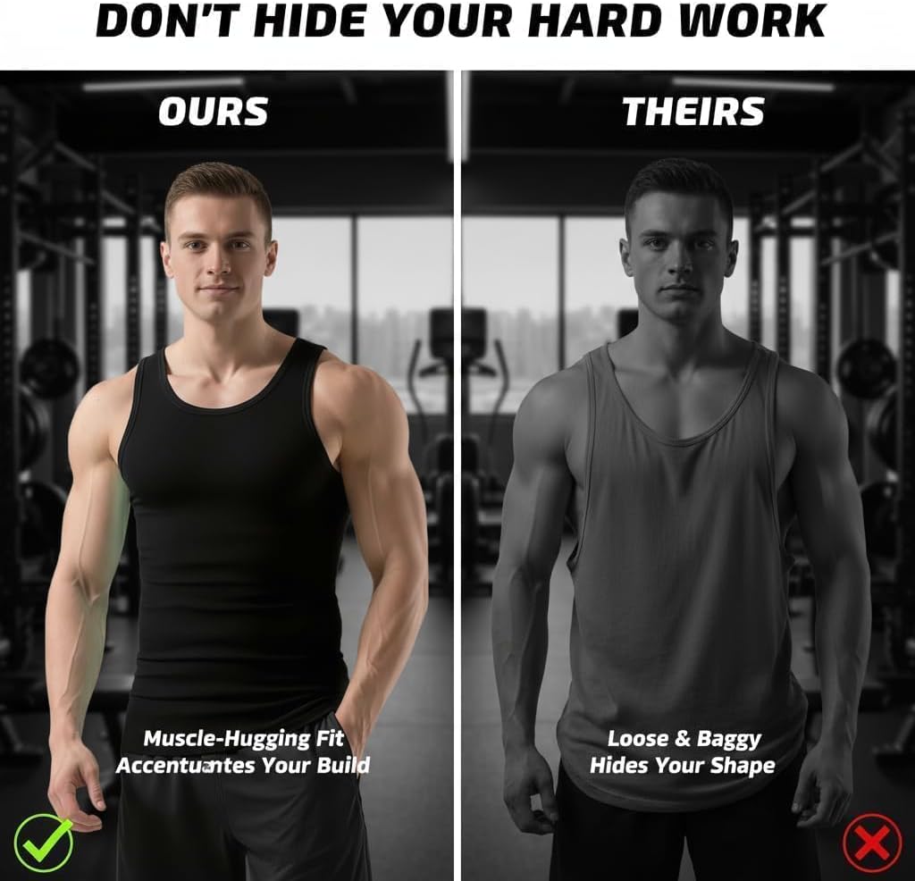 TrailTech Men's Ribbed Tank Tops Knit Casual Sleeveless Workout Muscle T Shirt Gym Undershirts Beach Tank - Image 9