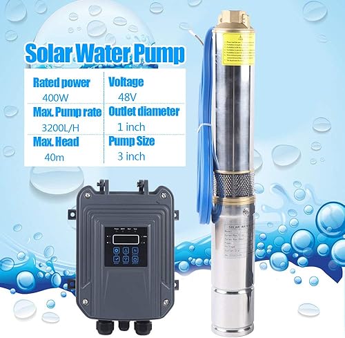 Miniatura 2 de Nonebrand Bombas solares - DC48V 400W 3" Bomba sumergible solar de alta presión Bomba de agua solar (48V 400W)