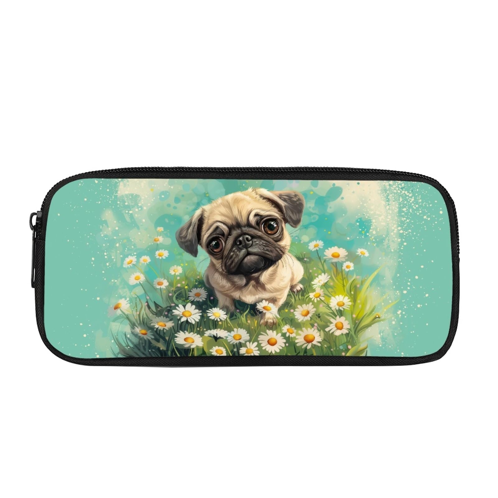Coloranimal Boston Terrier Floral Cute Pencil Case Pencil Box for Boy Girls Pen Case for Middle School Personalzied Pen Pouch Bag Spacious School Supplies — image 1