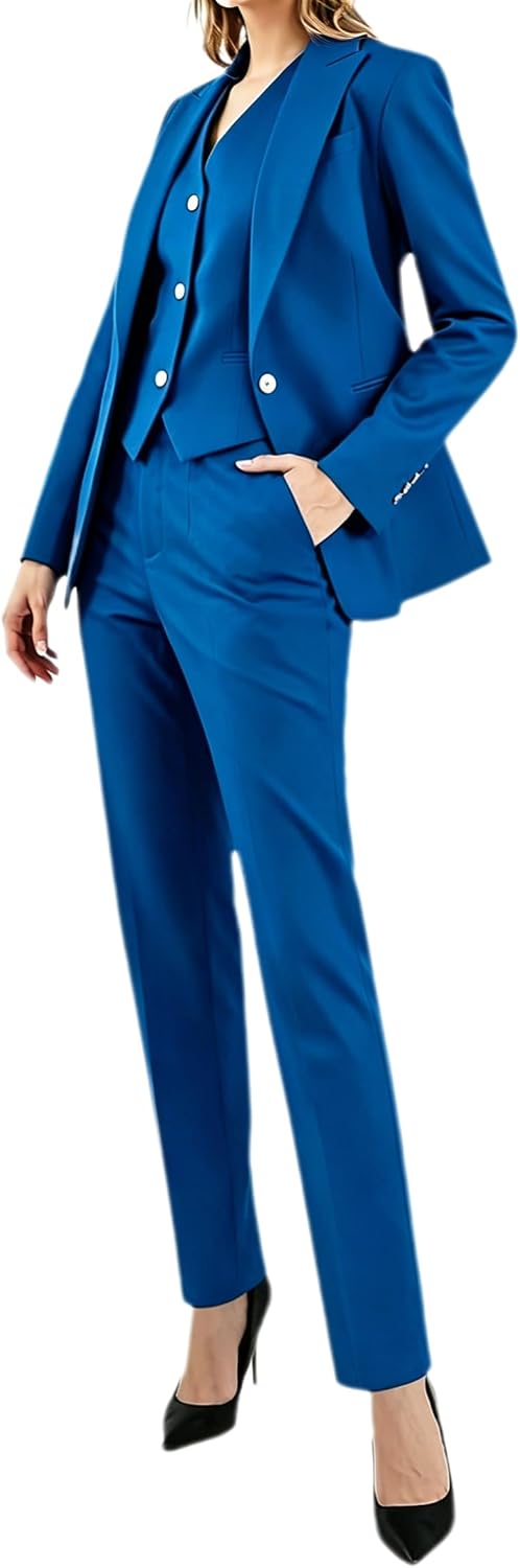 Women's Business Suit for Work Professional Three Pieces Peak Lapel Single Breasted Tuxedos