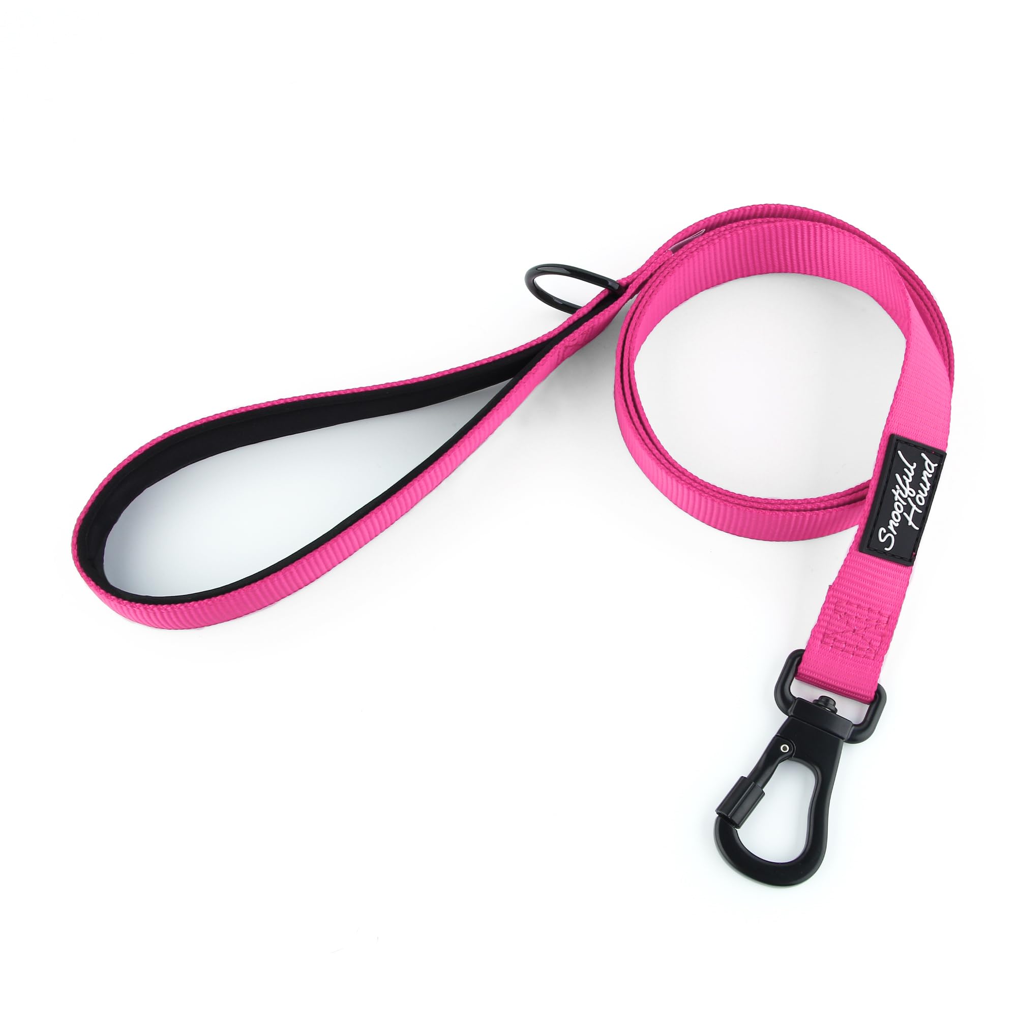 Snootiful Hound Secure Locking Dog Lead with Padded Handle - Carabiner Dog Leash - Anti Theft (Pink, 120cm)