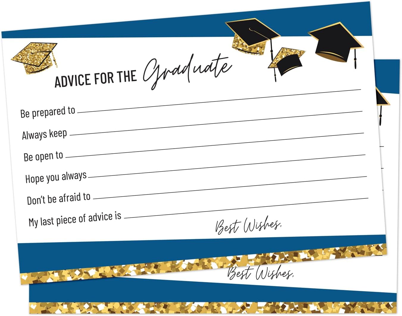 GotPrint Advice And Wishes For The Graduate, Best Wishes For Graduation Advice, One Sided Matte Postcards Set of 100 Standard. 4” x 6”, Navy