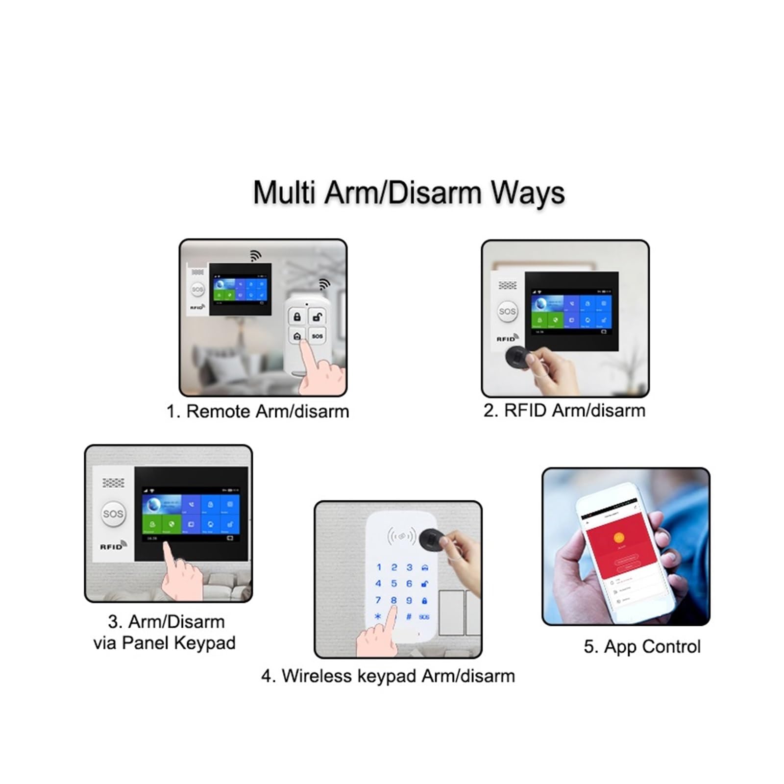 Sistema de Alarma, De Alarma Inteligente Seguridad For Hogar, 4G, gsm, Panel Pantalla Táctil, Kit Inalámbrico con Cámara, Sirena Solar, Sensor Movimiento Puerta(WiFi 4G Package C)