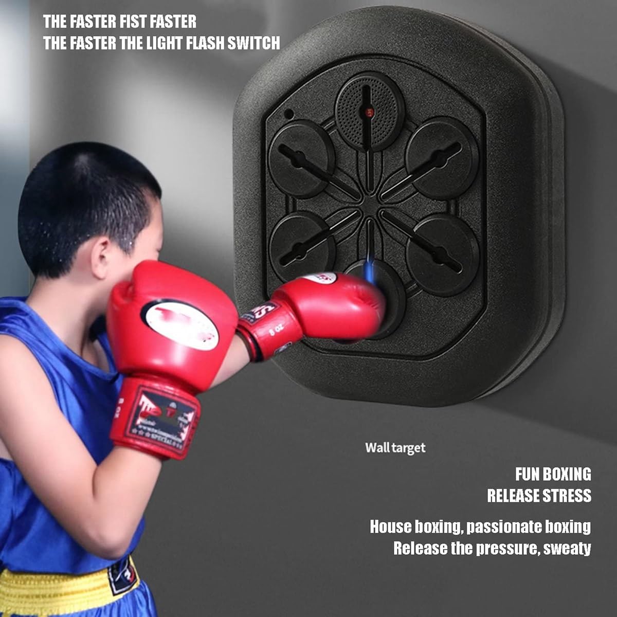 Máquina de boxeo inteligente para interiores que se puede conectar a una máquina de boxeo con música Bluetooth y carga USB, almohadilla de boxeo con música electrónica para entrenamiento en casa