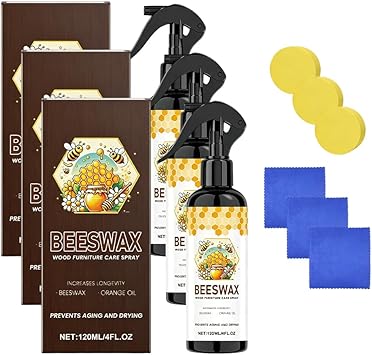 Beeswax Wood Polish Spray, 2026 New Natural Furniture Waterproof Polish and Cleaner, Multi-Purpose Wood Repairing and Care Spray, Restores Shine and Removes Scratches 1