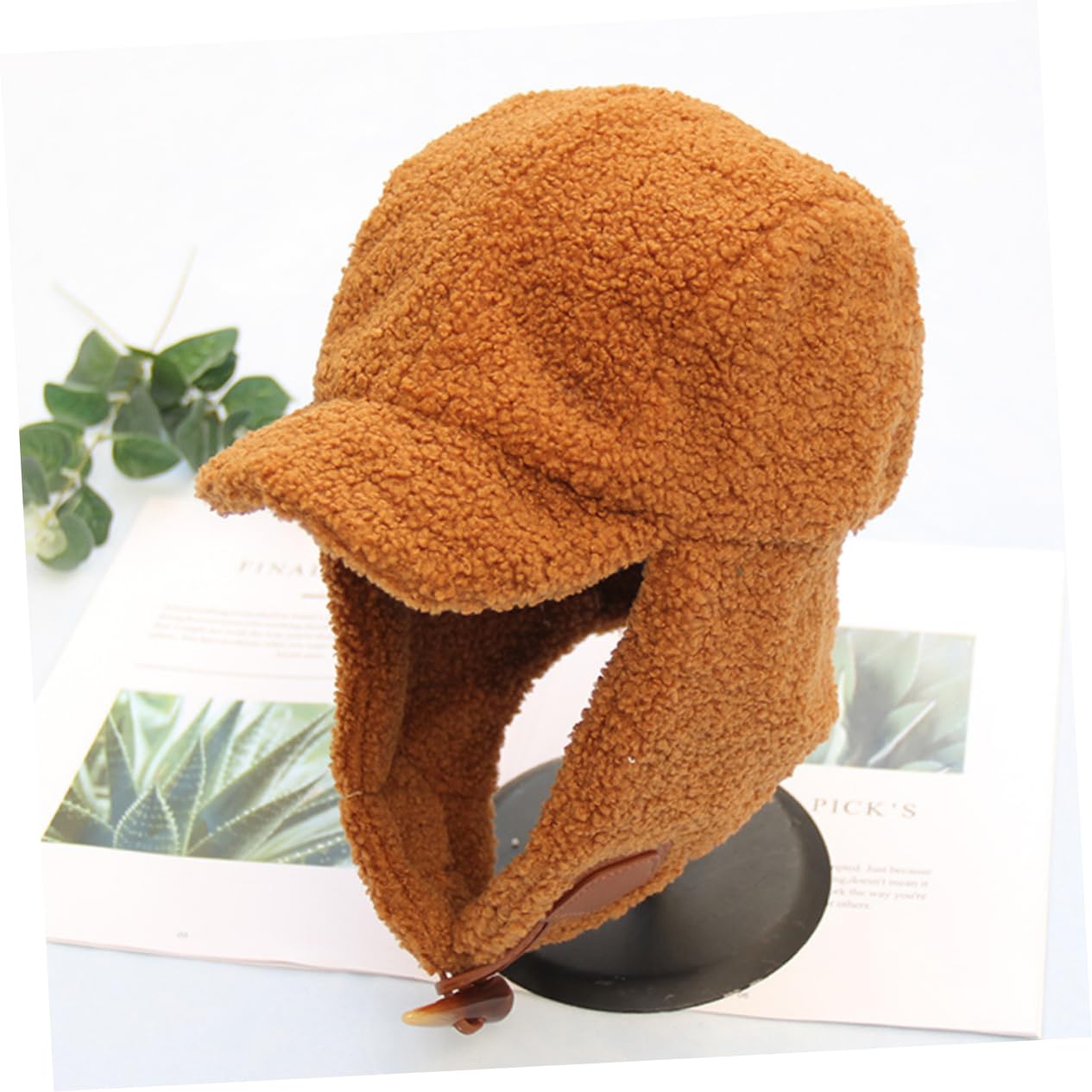 AOKWAWALIY Cashmere Beanie Hat for Women Warm Ear Protection Peak Cap Earmuff Windproof Outdoor Hat for Cold Weather Coffee