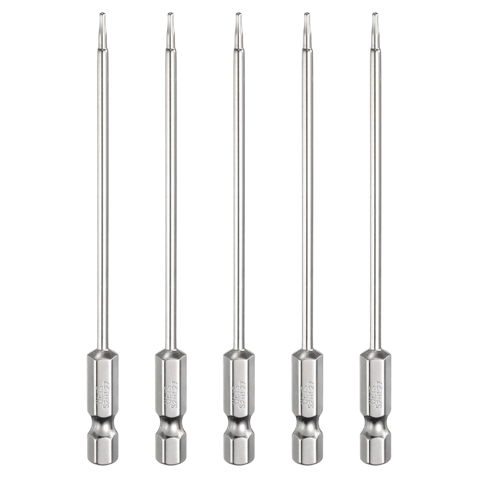 sourcing map 5pcs H1/20 Hex Head Screwdriver Bit 1/20" Flat Tip 1/4" Hex Shank 4" Long Magnetic Hexagonal Screw Drill Bit Wrench Chrome Plated Power Driver Socket