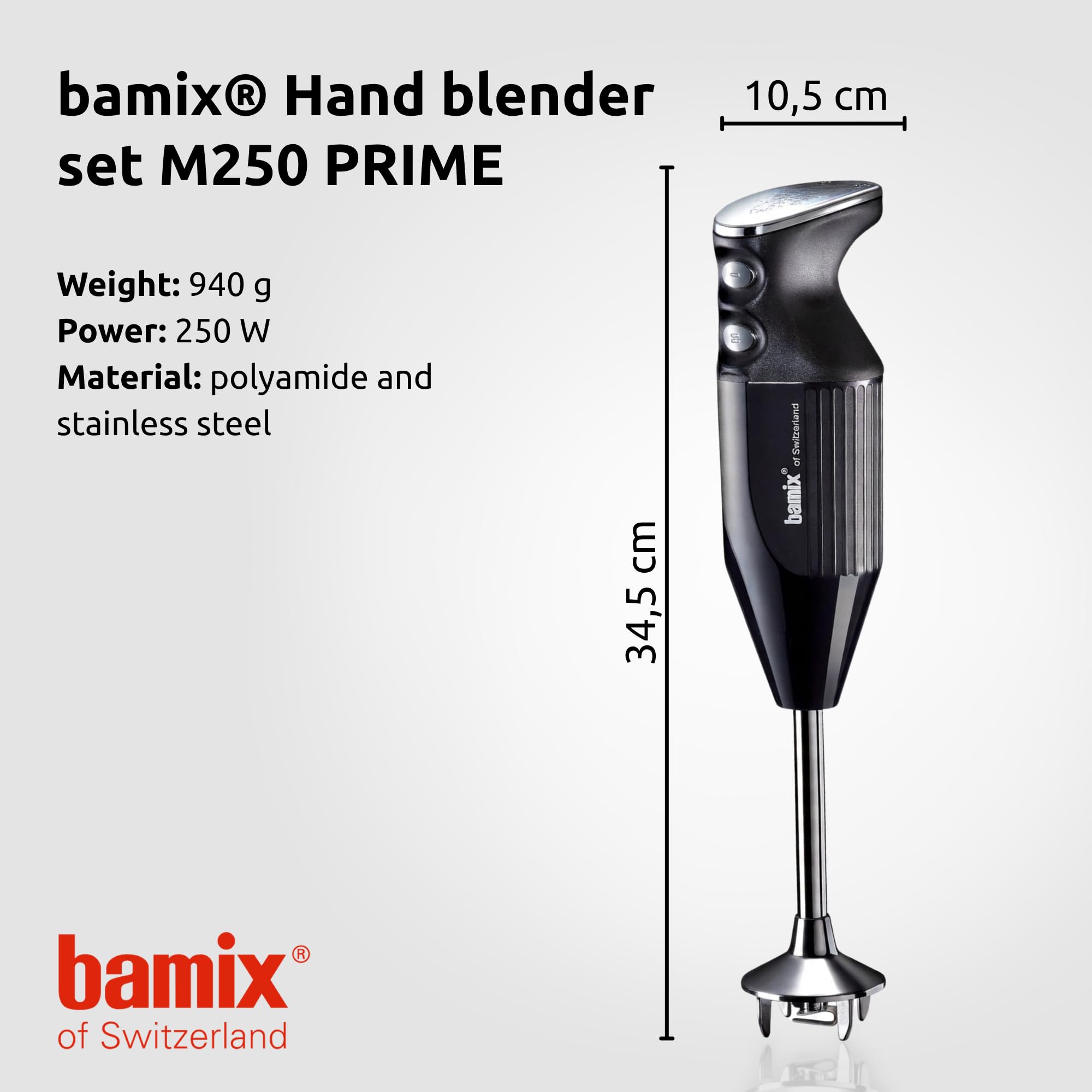 bamix M250 PRIME Hand Blender with Multi-Purpose Blade, Whisk