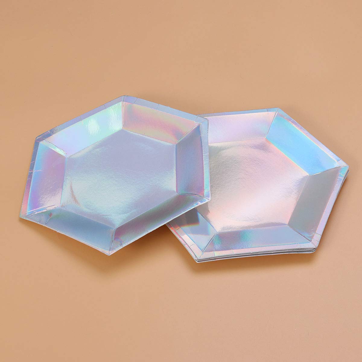 Bokon 100 Platos Desechables De Papel Iridiscentes, Platos Holográficos De Postre De 7 Y 9 Pulgadas, Suministros Redondos Para Cumpleaños, Bodas, Celebraciones, Pícnic, Fiestas (iridiscentes