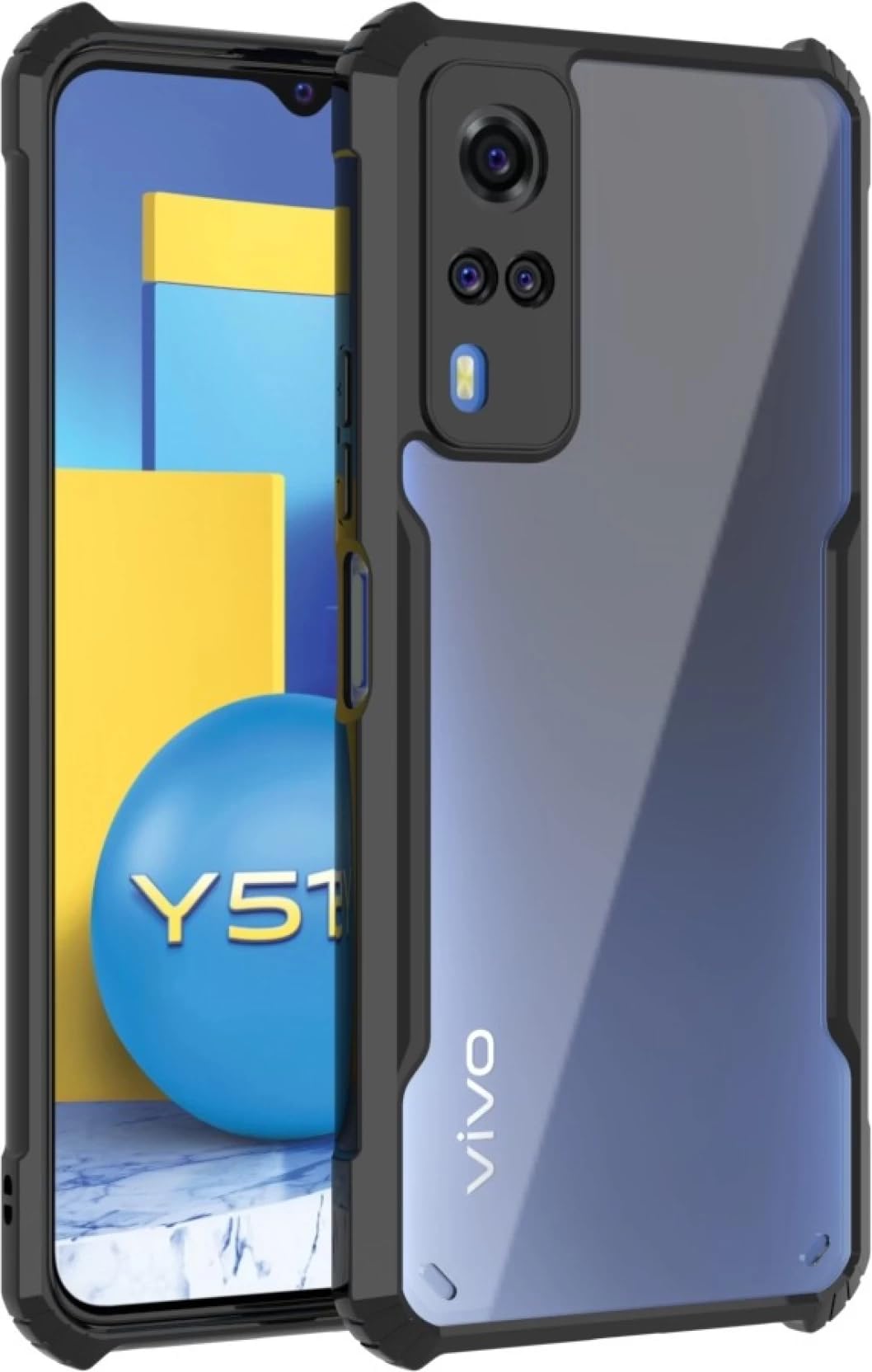SHINESTAR Vivo Y51 / Y31 Back Cover Case | Ultra Thin 360 Degree Protection Crystal Clear Tranparent Bumper Back Cover Case for Vivo Y51 / Y31 - Black (B08WKNLFZG) Amazon Price History, Amazon Price Tracker