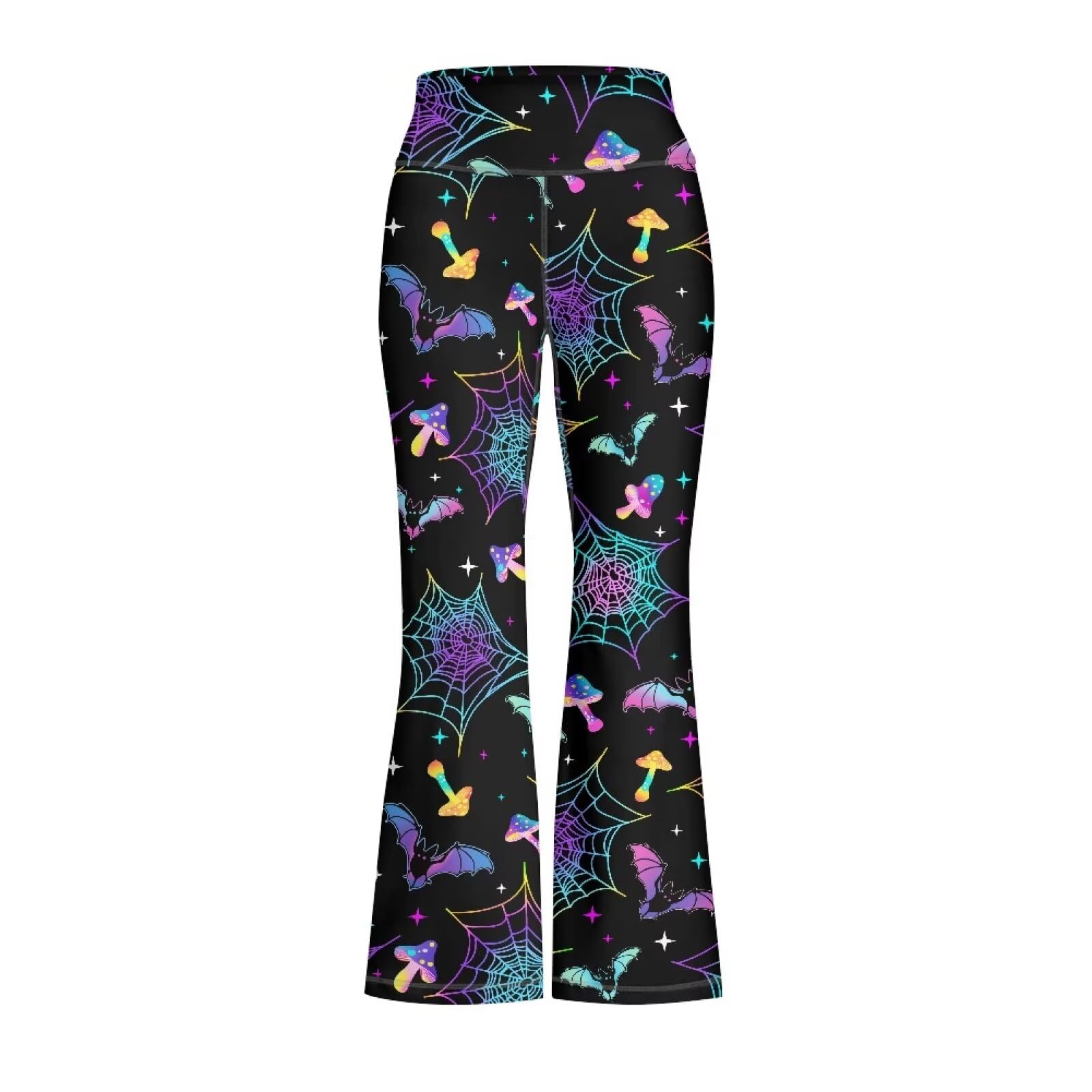 Yruonazao Bat Mushroom Pants for Teen Girls Yoga Pants Size 10-12 Kids Clothes Girls Flare Leggings High Waisted Yoga Bootcut Pants Full Length Bell Bottoms for Yoga,Pilates,Workouts,Running,Cycling