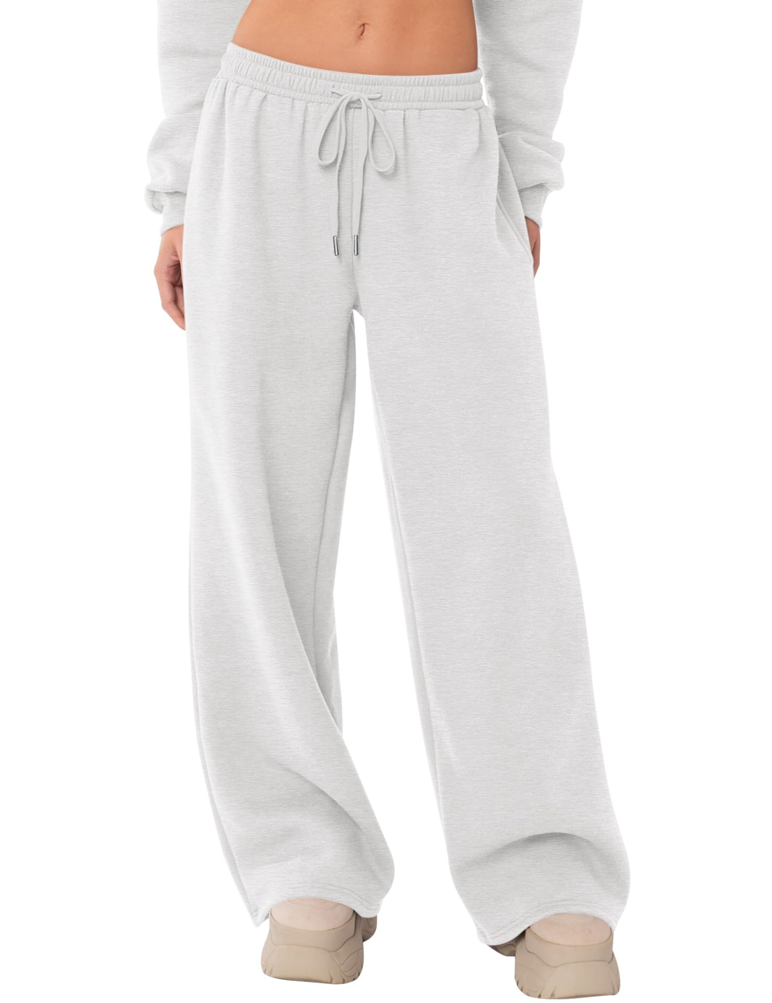 LOMON Womens Sweatpants Wide Leg Fleece Lined Sweat Pants Spring Winter Clothes 2026 Baggy Drawstring Joggers with Pockets