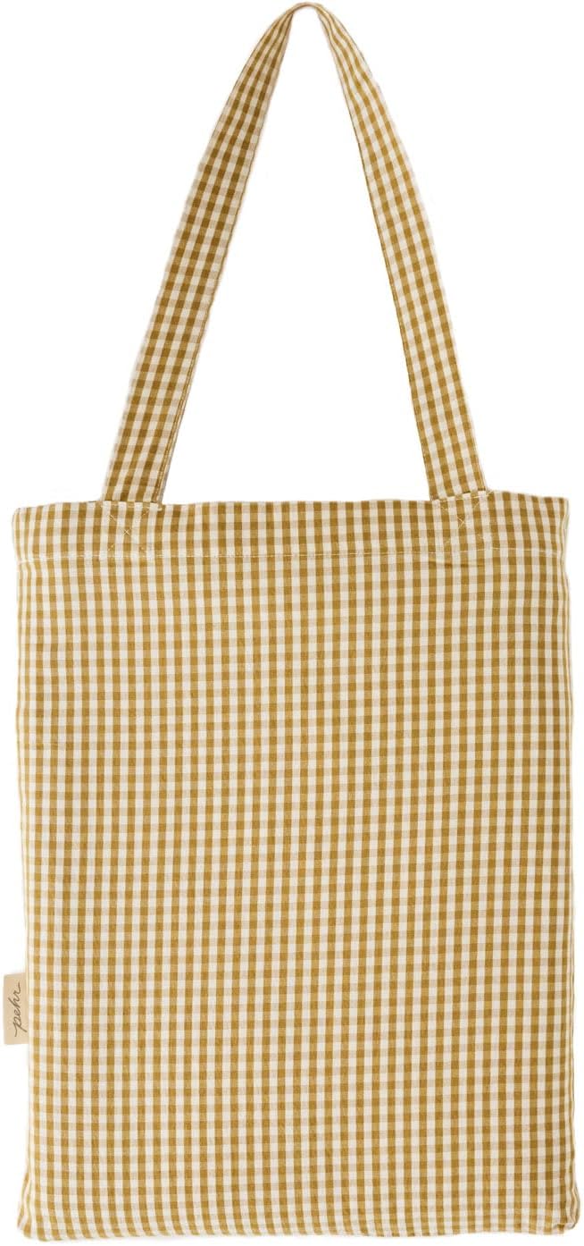 PEHR Gingham Duvet Cover, Dijon (Full) | 100% Organic Cotton & Made Extra-Soft | Stone-Washed Breathable Fabric | Lightweight Everyday Comfort | Reusable Tote Bag Included | 86" x 86" / 223 x 218 cm
