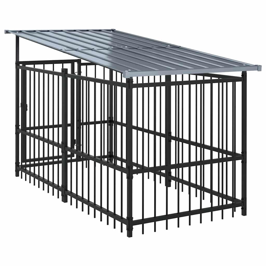 Recinto per Cani in Acciaio Nero 879 cm