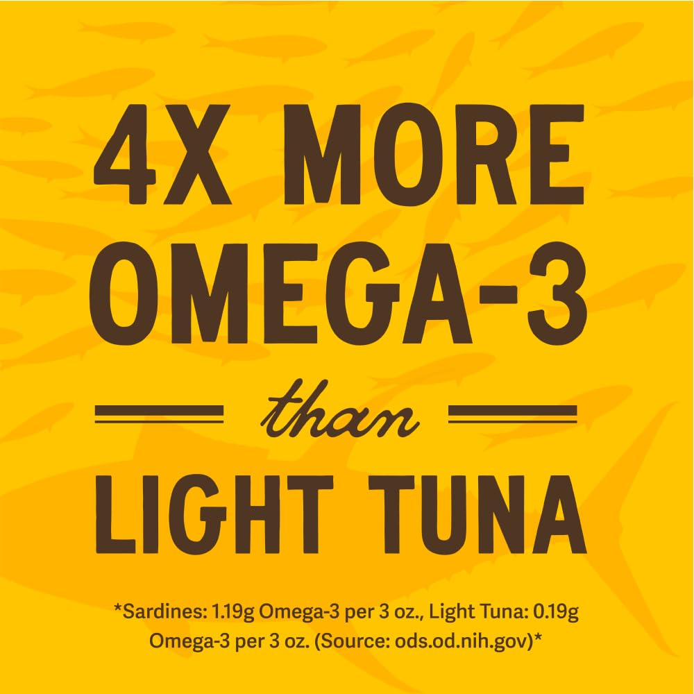 Season Sardines in Extra Virgin Olive Oil - Skinless & Boneless, Wild Caught, 22g of Protein, Keto Snacks, More Omega 3's Than Tuna, Kosher, High in Calcium, Canned Sardines - 4.37 Oz Tins, 12-Pack