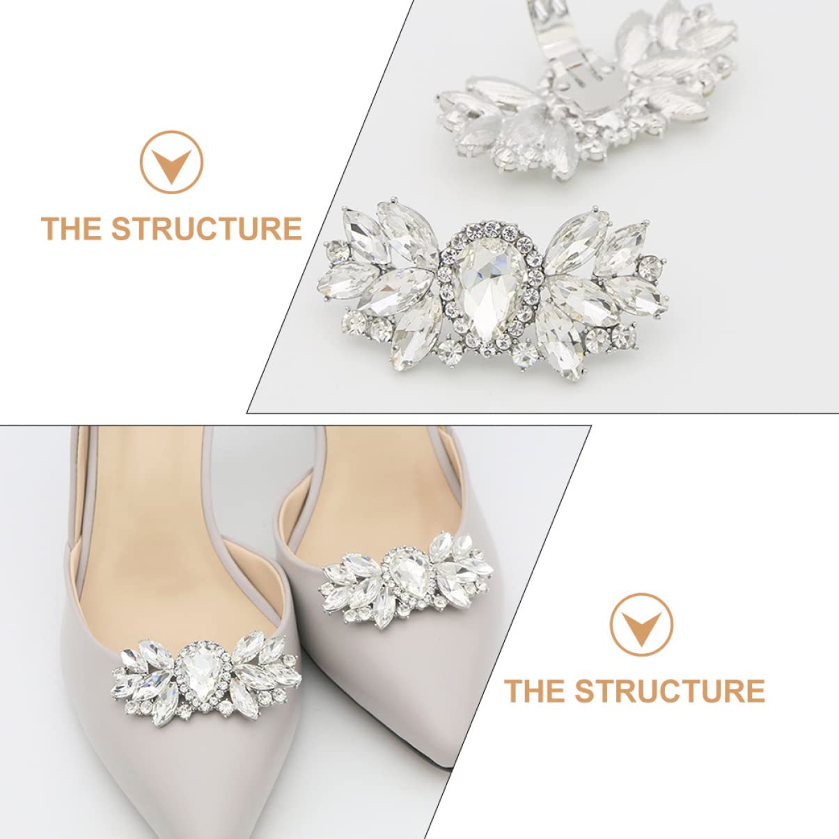 CALLARON Accessori Per Fermagli Per Scarpe Nuziale Incantesimi Ciondoli Per Scarpe Clip Decorazioni Di Fermagli Per Scarpe Nozze Lega Di Alluminio Bianca
