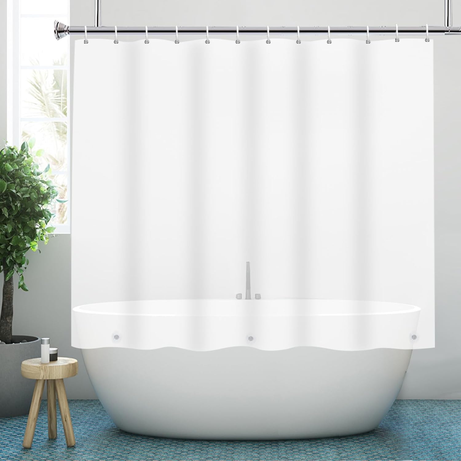 Gipsighila Short Shower Curtain Liner 60 Inch Length, Plastic Frosted PEVA Vinyl Waterproof Shower Curtain,Walkin Tub or Step in Tub with 3 Heavy