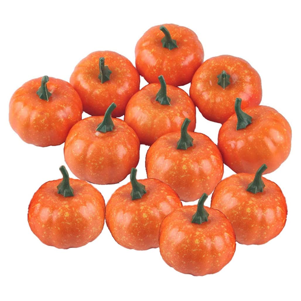 Imooreshine Halloween Realistic Pumpkins Decorations Artificial Foam Pumpkins Autumn Harvest Decor Props 12PCS