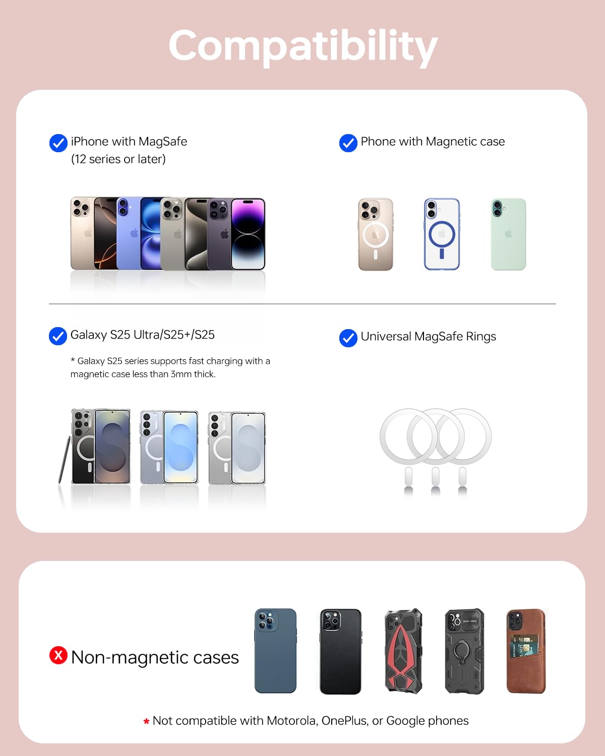 ULiXWH Batería externa magnética de 10,000 mAh, ultra delgada, cargador inalámbrico Mag con cable USB-C, batería portátil de carga rápida para iPhone 16/15/14/13/12, oro rosa