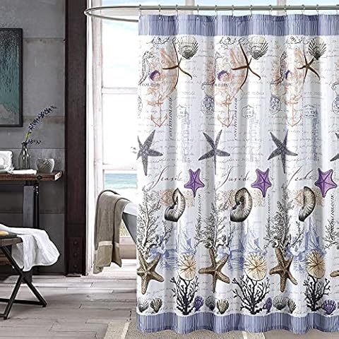 COSEVIER Coastal Shower Curtain for Bathroom, Marine Life Print Bath Curtain, Unique 3D Printing,Decorative Bathroom Accessories,Water Proof,Reinforced Metal Grommets,36“W x72”L Cover