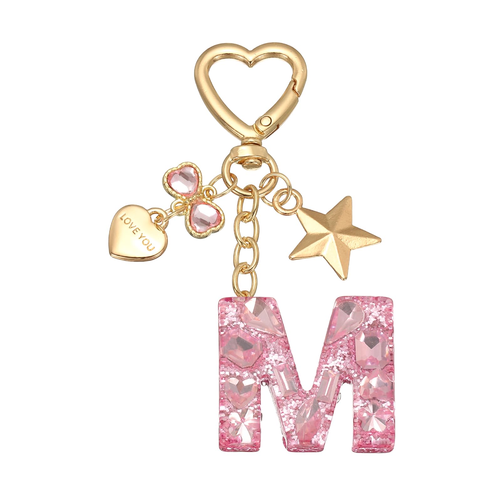 PATIKIL Cute Initial Letter Keychain, Letter Keychains Women Bling Love Butterfly Star Key Chain for Bag Backpack
