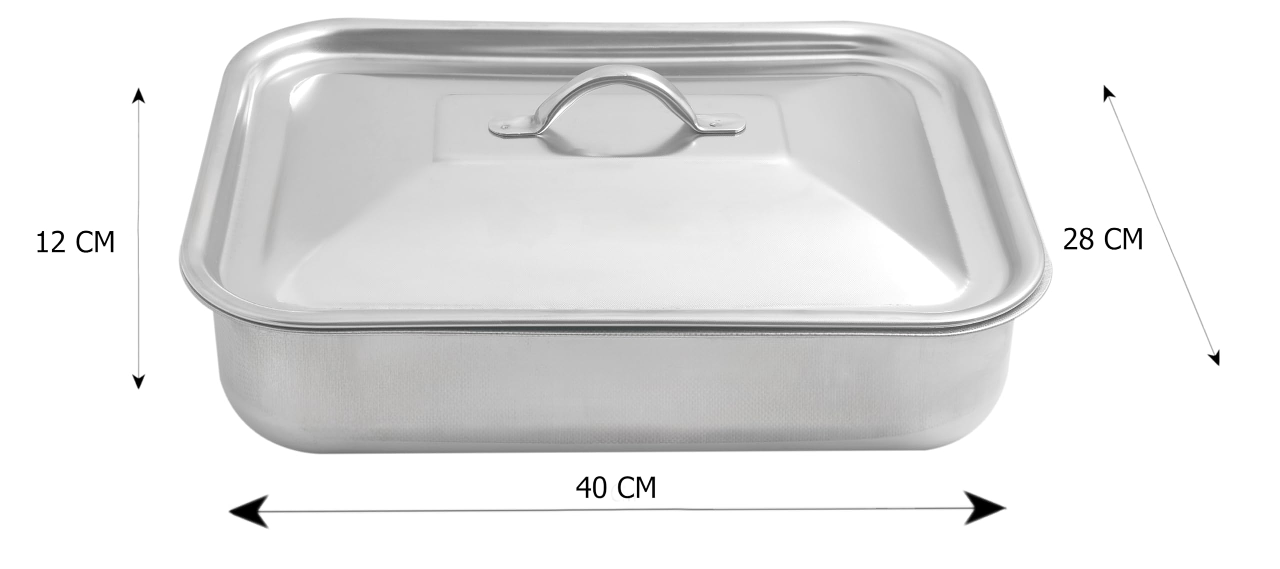Steel Pan SP711163 - Bandeja para horno, Bandeja para gratinado, Bandeja rectangular con tapa, Revestimiento antiadherente, Sin PFAS, 40 x 28 cm, Todo Inox, Fabricación Italia