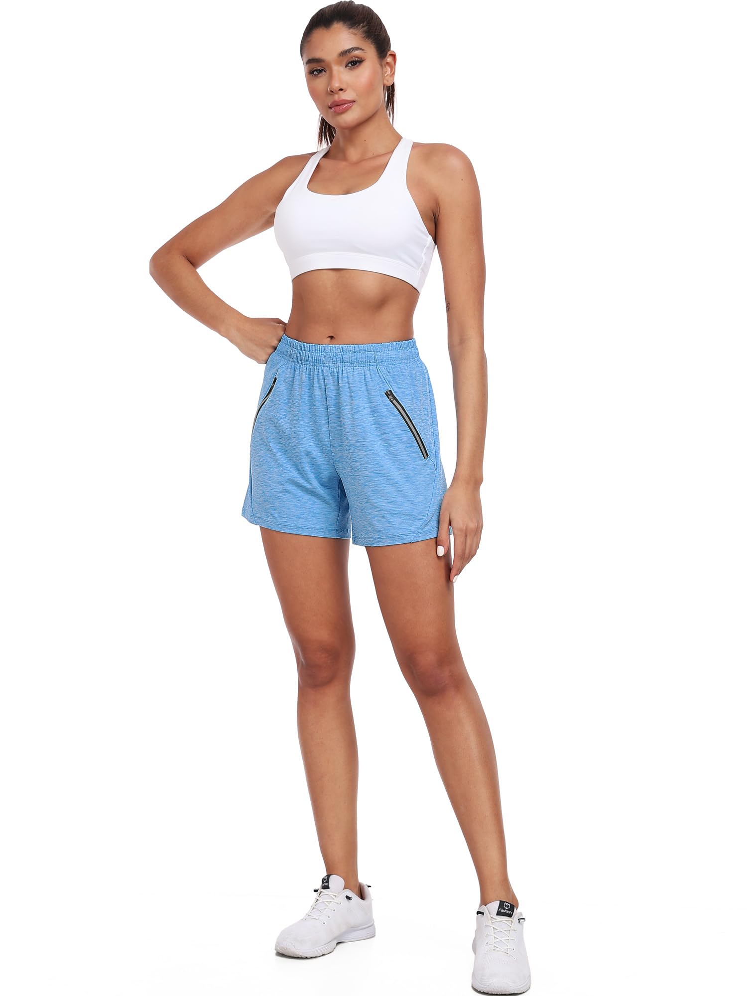 CADMUS Sportliche Workout-Bermuda-Shorts für Damen, zum Laufen, Reißverschlusstaschen