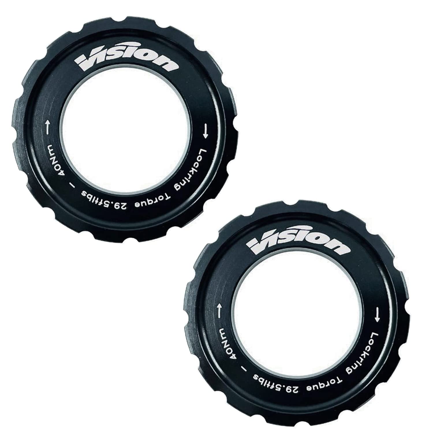 VisionOuter Centre Lock Disc Rotor Lockring, Black, Pair