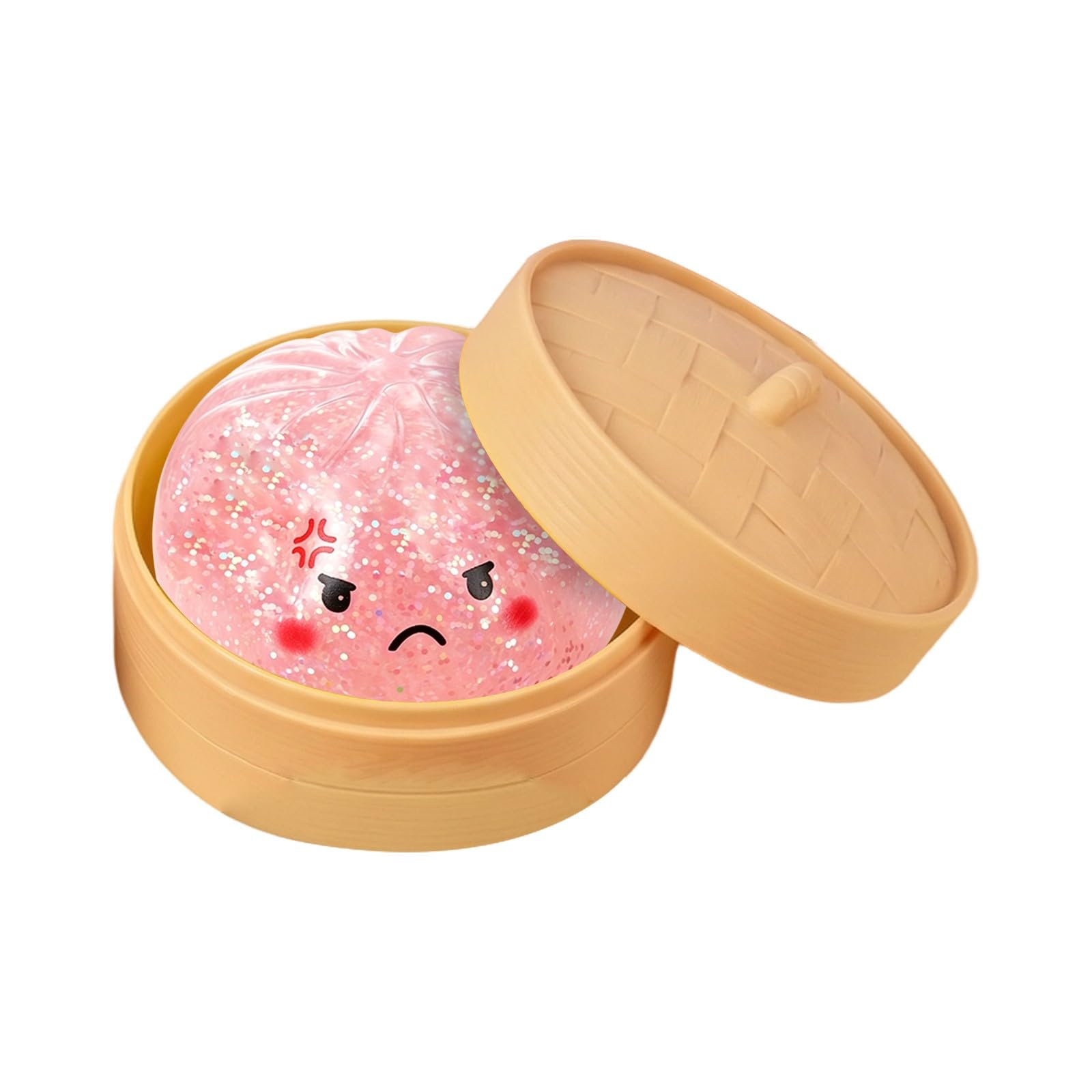 Glitter Dumpling Squishy, New Cute Squishy Dumplings With Steamer Box Soft Squeezable Fidget Toy For Adults Birthday And Graduation Gifts (D-2)