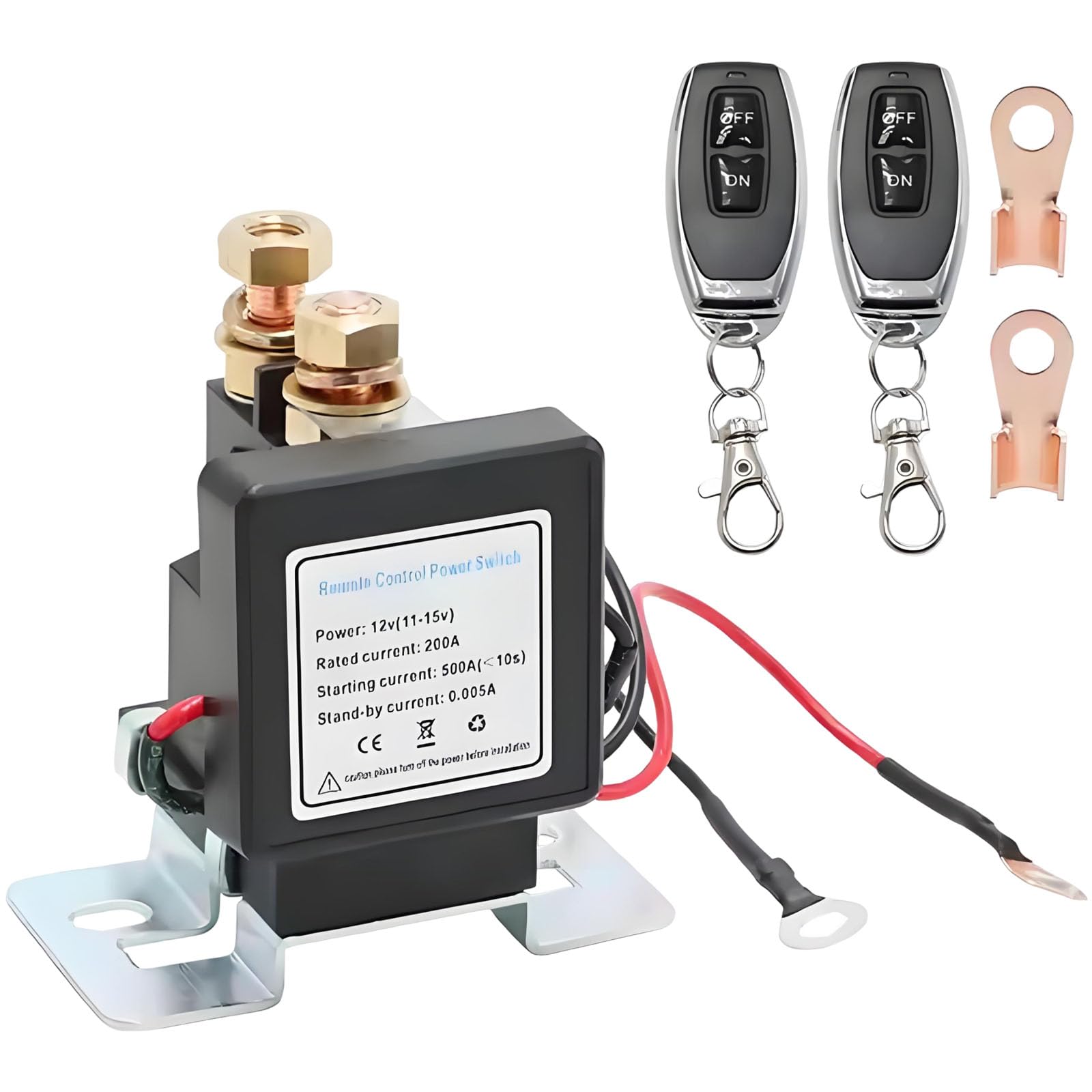 Relé de Batería Inalámbrico Remoto - Arranque a 30m, Interruptor Antirrobo, Instalación DIY Fácil para Coches, Autocaravanas 12V/24V (2Set 12V)