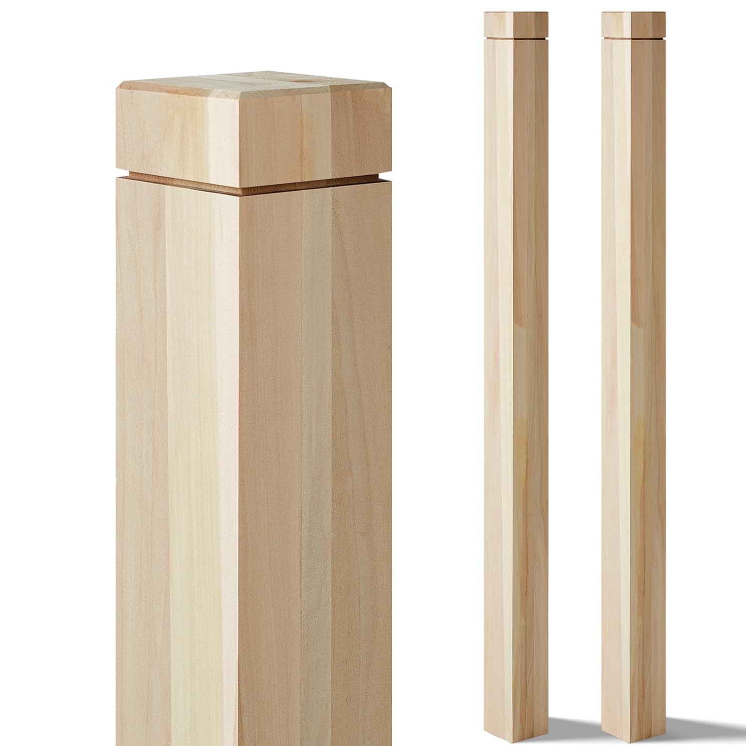 3" x 48" Stair Newel Post with a Single Groove Notched Interior Railing Newel Stair Post Wood Balusters for Staircase Handrails(2 Pcs,Poplar)