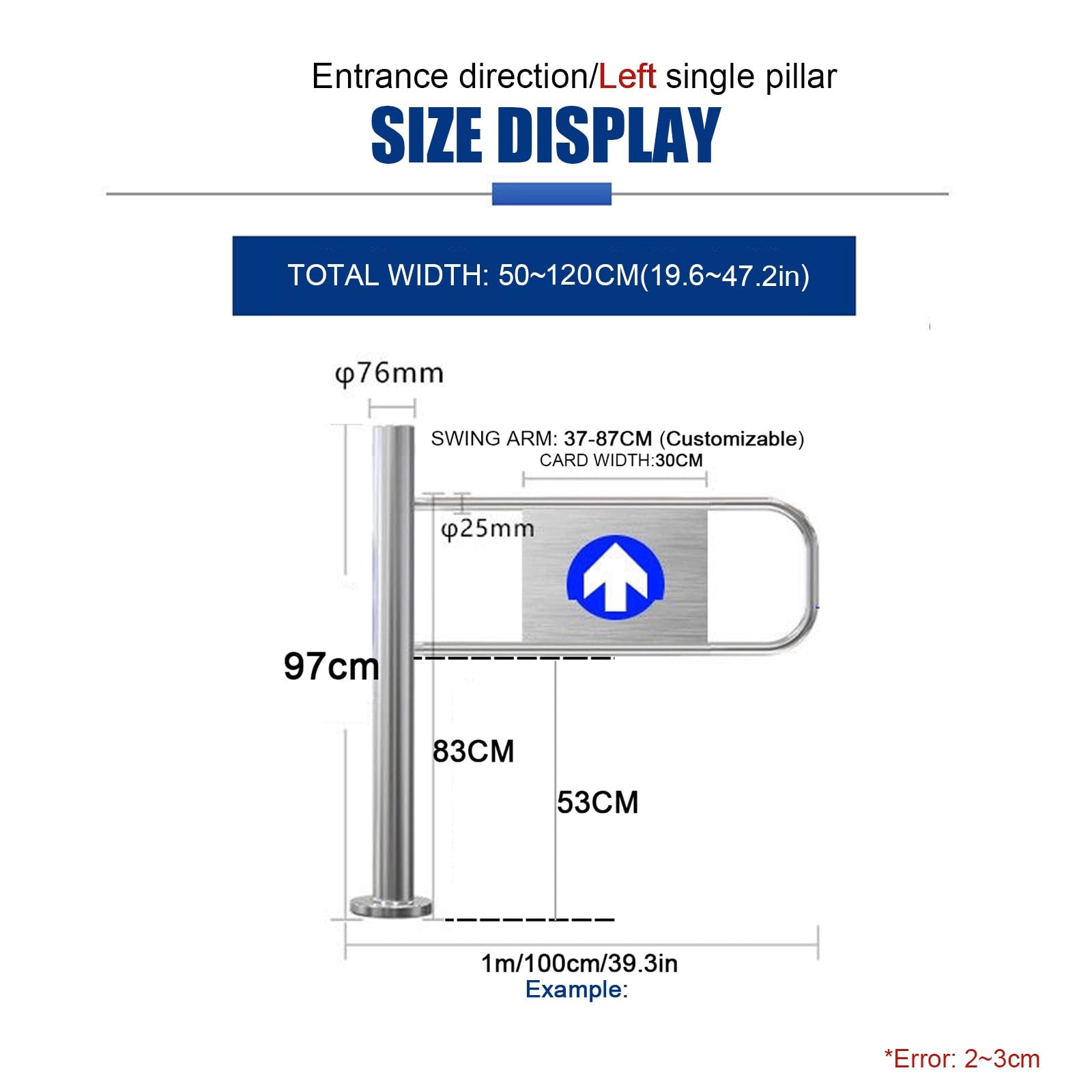 Portal de seguridad de metal con doble puerta oscilante automática para biblioteca, puerta de entrada giratoria de 90° (izquierda, ancho 90 cm/35.4 pies), solución de acceso para mayor seguridad.