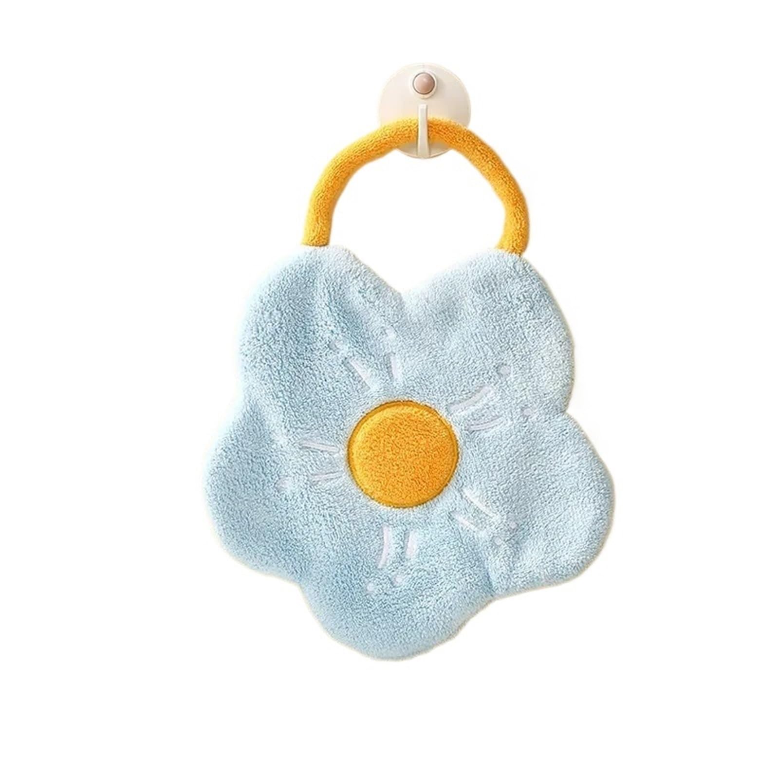 FGUJSUR Hand Towels Quick Dry Hand Towels Coral Fleece Wipe Handkerchief Absorbent Creative Flower Shape(Blue)