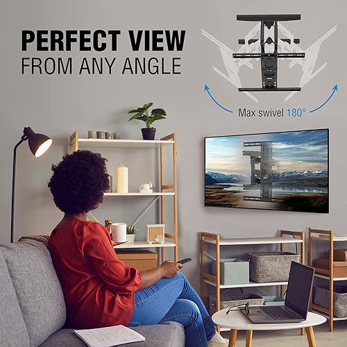 Miniatura 7 de ELG Soporte de pared de TV de movimiento completo para televisores de 32 a 86 pulgadas, soporta hasta 99 libras, brazos articulados, giratorio,