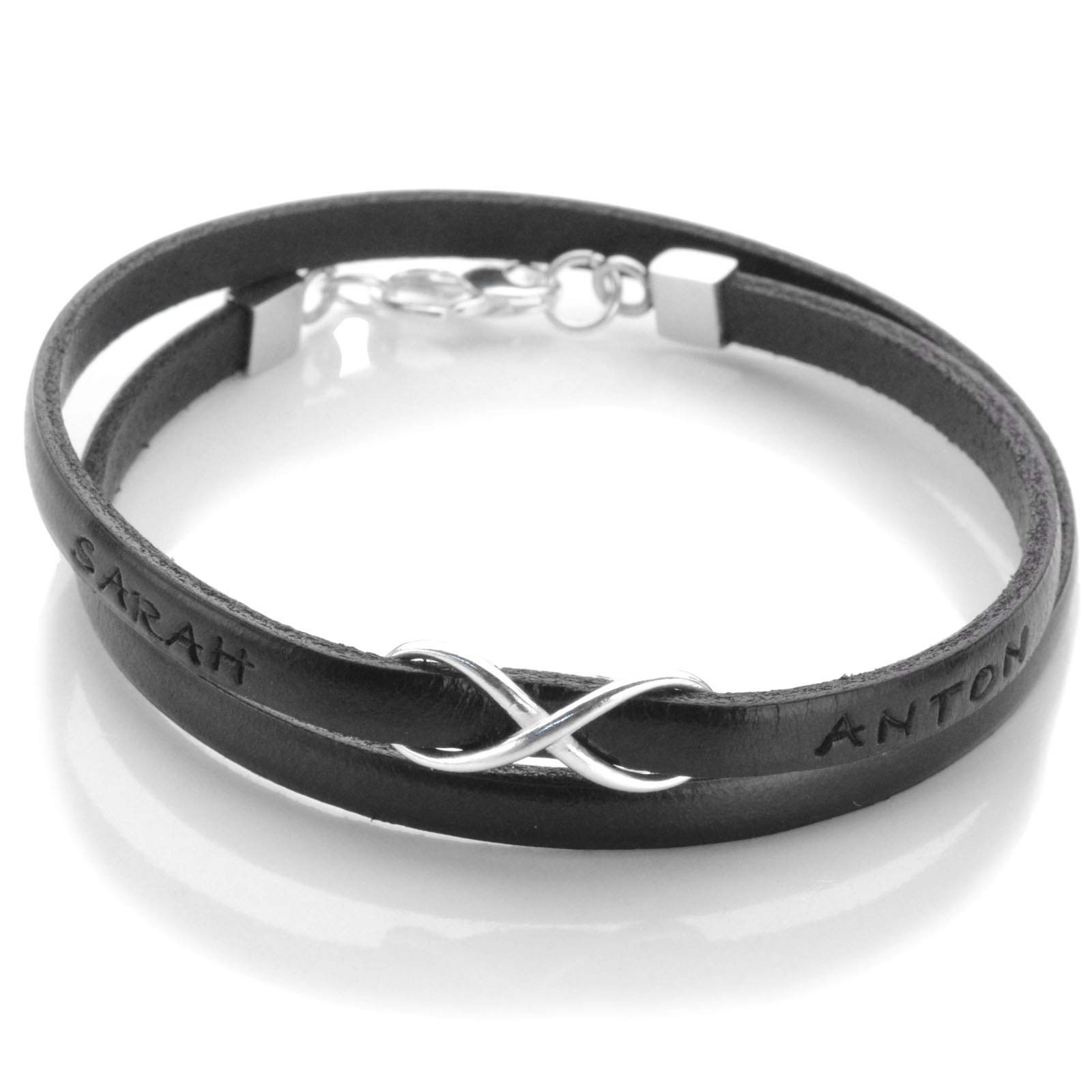Namensarmband Partnerarmband Infinity Partnerschmuck Gravur FOREVER YOU Unendlichkeit Armband mit Namen Lederarmband personalisiert