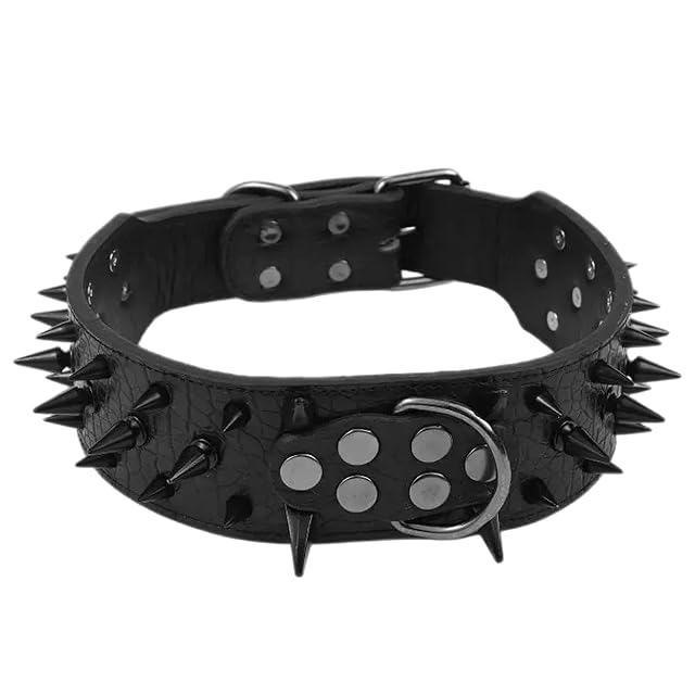 Collar de Perro con púas, Collar de Perro de Cuero PU con Remache Ancho y Ajustable