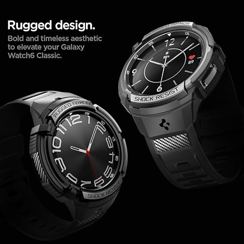 Miniatura 3 de Spigen Rugged Armor Pro - Funda diseñada para Samsung Galaxy Watch 6 Classic de 1.77 pulgadas (1.850 in) con banda protectora de TPU con correa