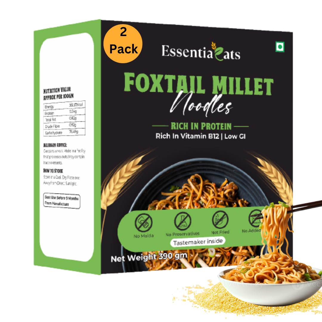 See full amazon price history chart for Essentiaeats Foxtail Millet Noodles Pack of 2, 390 gm | No Maida, Low GI, No Preservatives Essentiaeats Foxtail Millet Noodles Pack of 2, 390 gm | No Maida, Low GI, No Preservatives (B0CM3B1J9P) Amazon Price History, Amazon Price Tracker