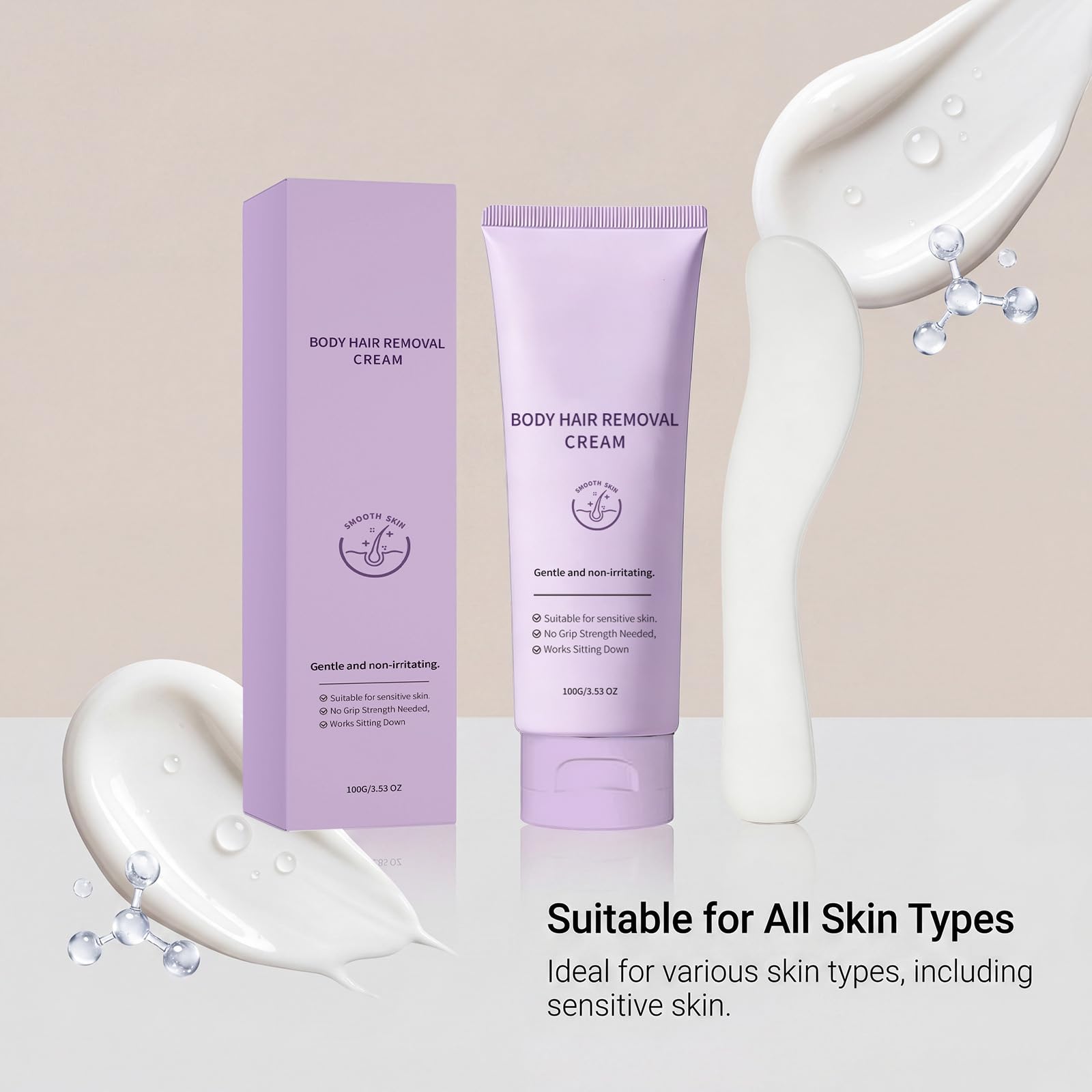 Crema depilatoria a base vegetale per donne e uomini, delicata, indolore, ad azione rapida e non irritante, per la rimozione dei peli di viso, gambe, braccia, addome, ascelle e zona bikini,2PCS