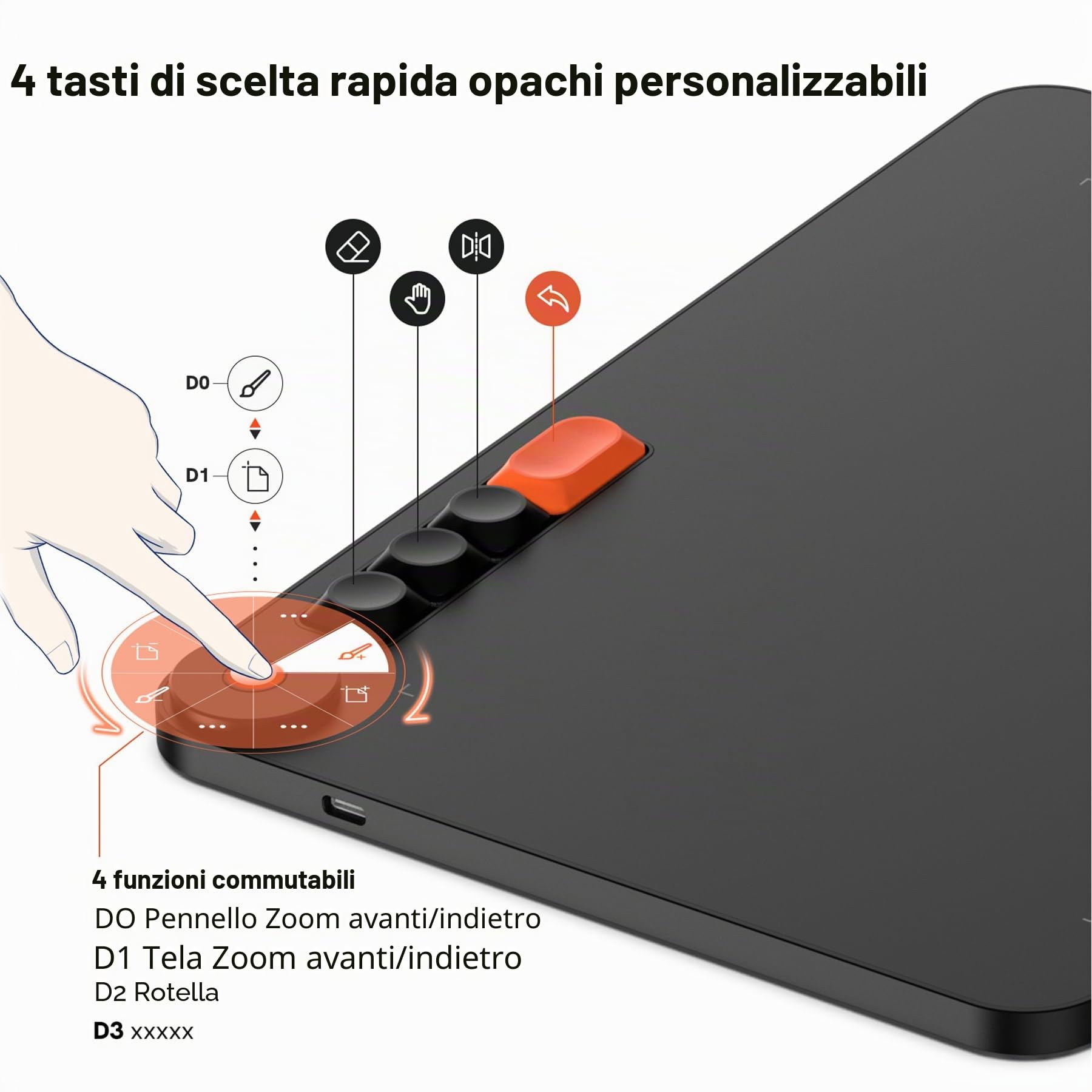 VEIKK Voila L - Tavoletta grafica da 25,4 x 15,2 cm, con penna sensibile alla pressione, 4 tasti meccanici e 1 rotella grafica per disegno, online, firma elettronica, foto e editing video, OSU