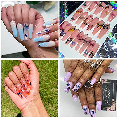 Xnuoyo 48 pcs Mixed Butterfly Nail Art Stickers, Wasser Transfer Folie Nagelsticker Selbstklebend Nagelaufkleber Nail… – Bild 6