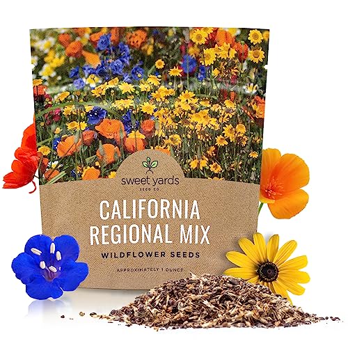 California Wildflower Mixture - Bulk 1 Ounce Packet - Over 7 000 Native Seeds - Open Pollinated and Non GMO