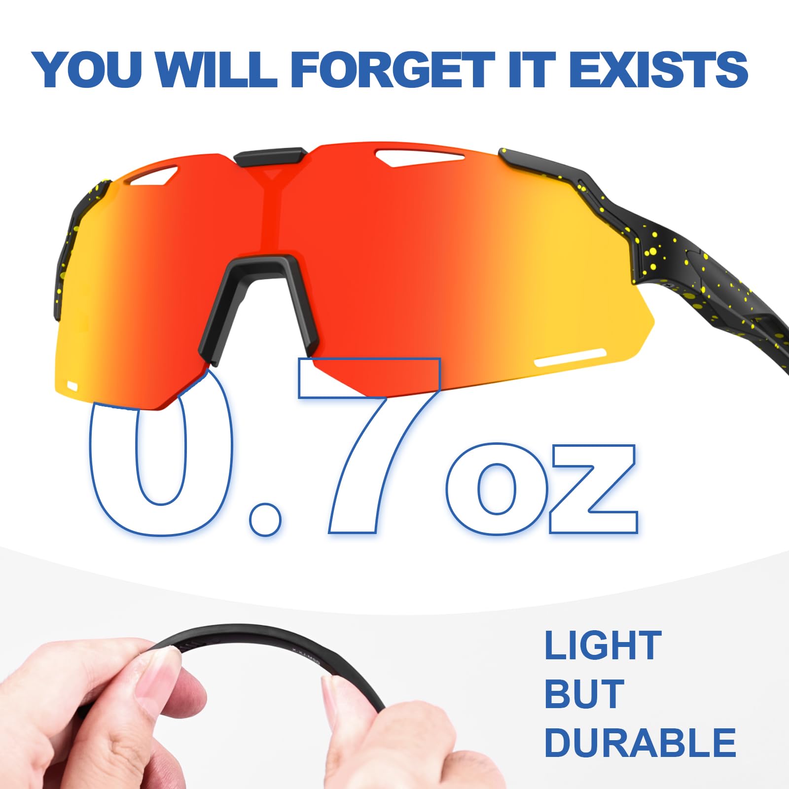 Occhiali da sole sportivi polarizzati, UV400, leggeri, montatura TR90, corsa, occhiali da baseball per uomini e donne, guida, pesca, ciclismo