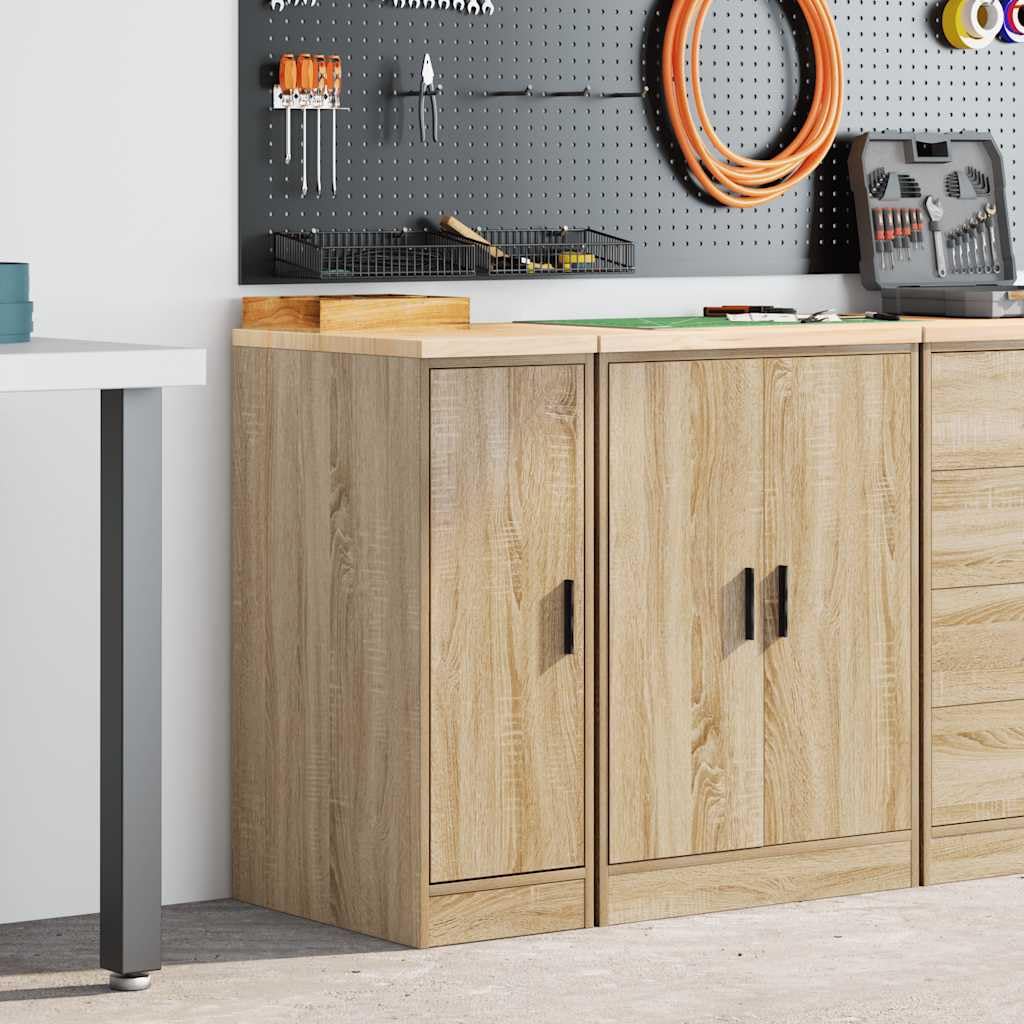 vidaXL Garagen-Aufbewahrungsschrank Sonoma-Eiche Massivholz Kiefer, Schrank, Werkzeugschrank, Lagerschrank, Garagenschrank, Aufbewahrungsschrank