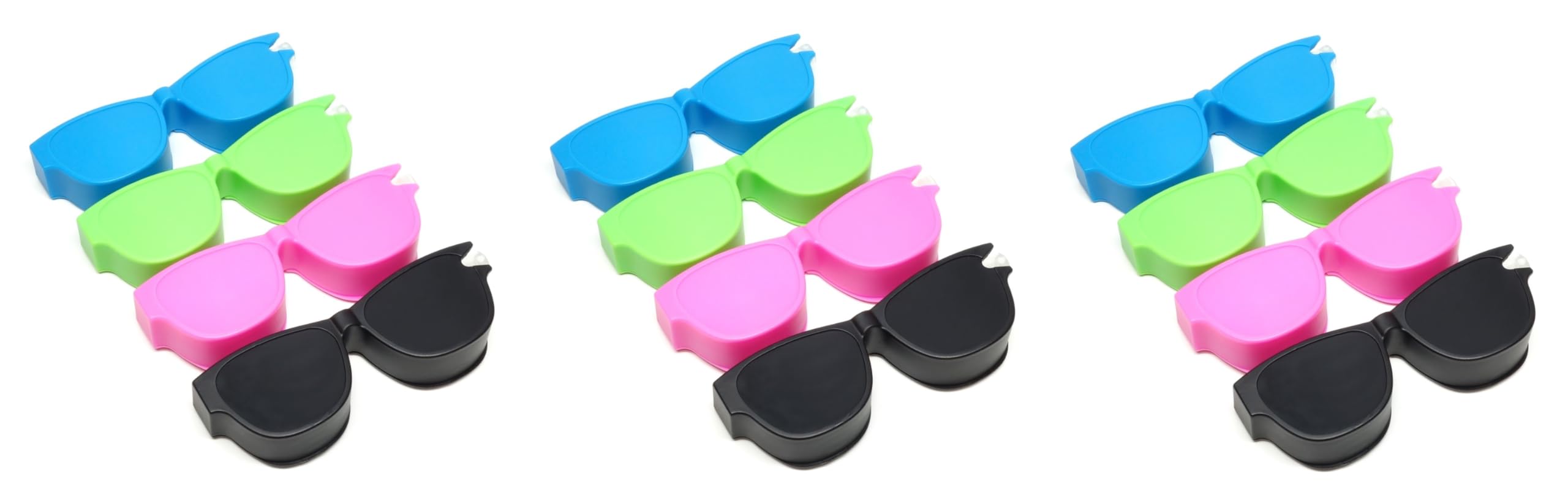 Calabria Kool Klean - Juego de 12 limpiadores de lentes para gafas, color rosa, azul, verde, negro, 15 ml, paño de limpieza de microfibra